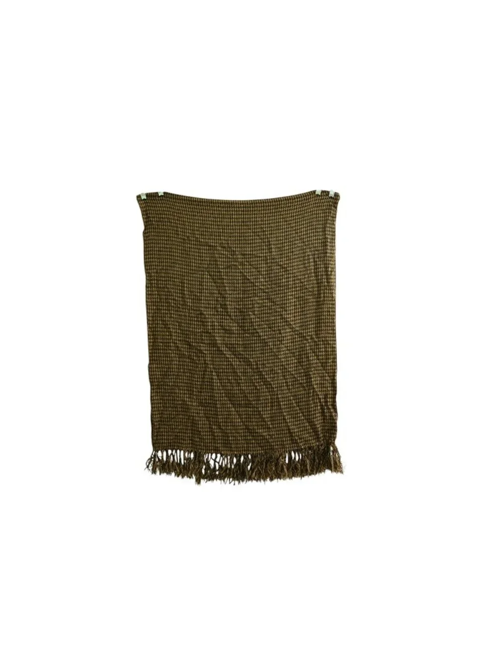 Unbranded Houndstooth Rectangle Scarf Brown Tan Fringe Soft Cozy Wrap Winter